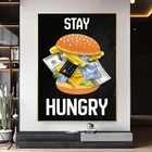 Мотивационный настенный художественный холст, картина с монетами долларов, алмазные плакаты и принты, настенные картины, абстрактная еда, домашний декор для гостиной