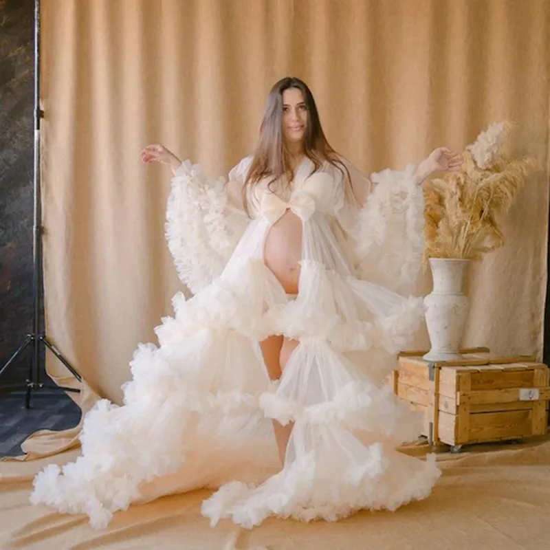 

Халат для беременных для фотосессии, Свадебный халат, тюлевый халат для беременных, тюлевый халат для беременных, Белое Прозрачное платье, т...