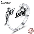 Женское кольцо bamoer, 925 пробы, серебряное, натуральное, Koi Lotus, регулируемое, ювелирное изделие, Подарок на годовщину, BSR201