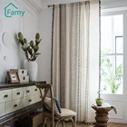 Занавески с принтом для спальни, гостиной, занавески с полузатемнением, занавески в американском богемном стиле с кисточками, занавески из хлопка и льна