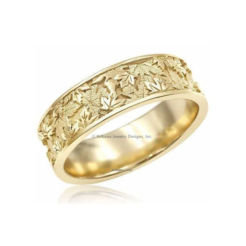 

Good Love Christmas Hot Golden Autumn Maple Leaf Straight For The Small Single Ring Alloy Material Gifts