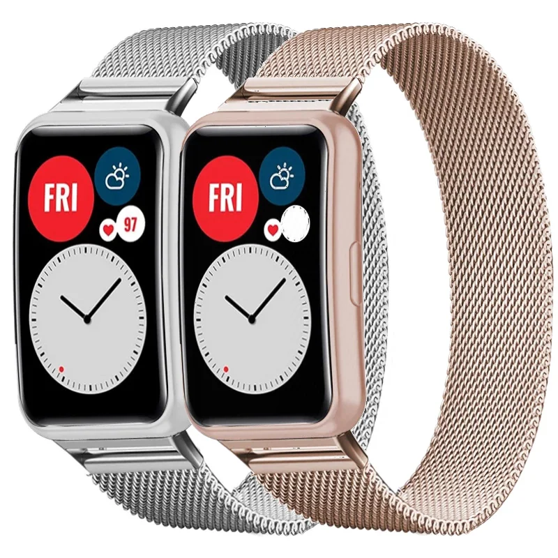 

Ремешок «Миланская петля» для умных часов Huawei, браслет из нержавеющей стали с магнитной застежкой, аксессуары для часов