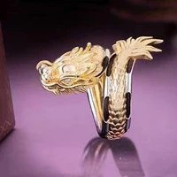 2021 cool gold color dragon men ring pattern animal rings punk man jewelry for party wedding accessories gift