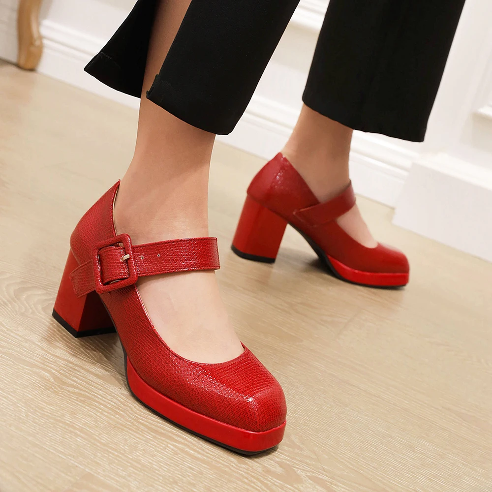 Женские туфли на квадратном каблуке французские Ретро туфли-лодочки с