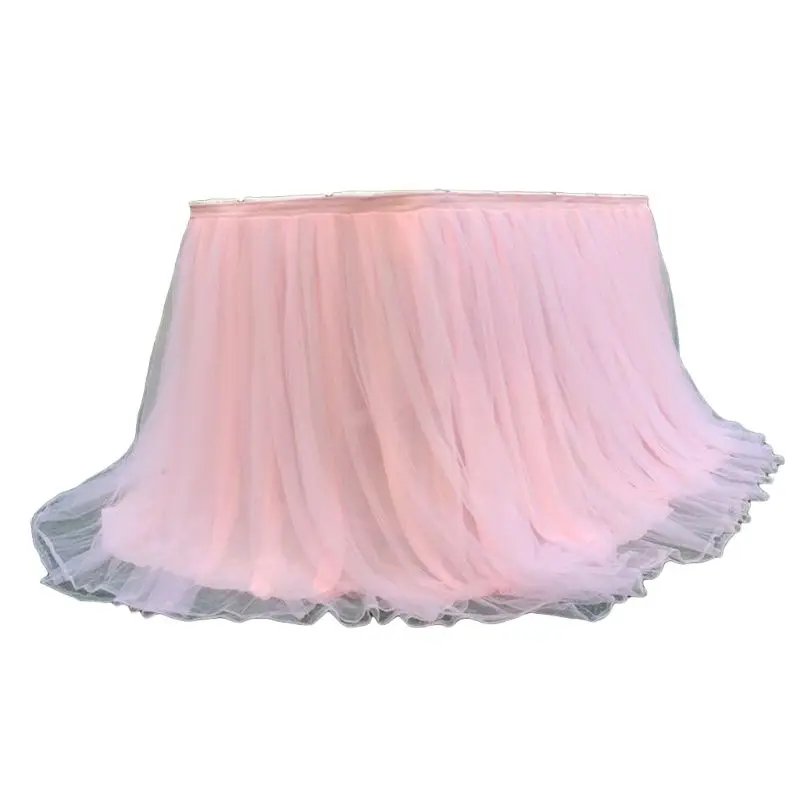 

13MA Colorful Tablecloth Tulle Dessert Reception Table Skirt Decoration