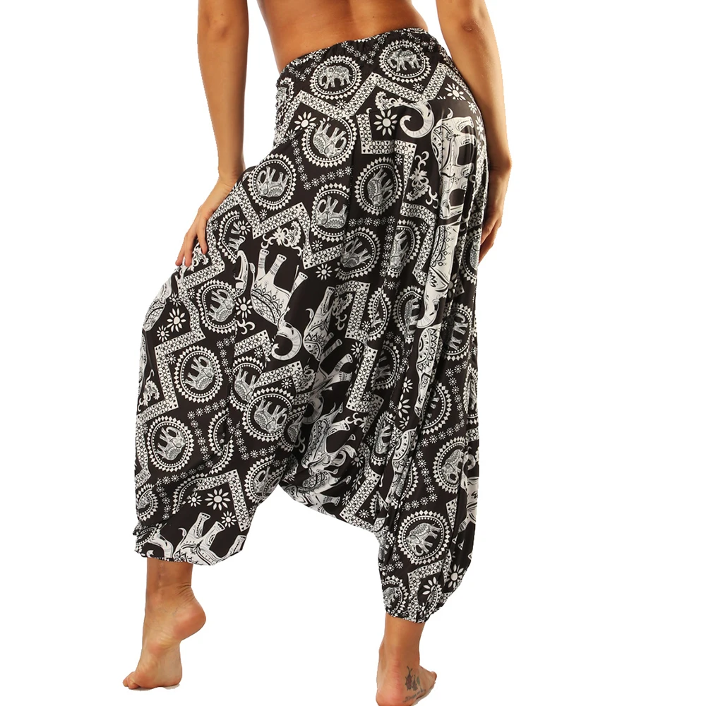 Шаровары для йоги женские Мешковатые брюки с высокой талией в стиле хиппи бохо