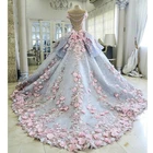 Роскошные свадебные платья с оборками Розовые цветы мечтательное бальное платье Свадебные платья платье принцессы, невесты 2020 Vestido De Noiva Mariage
