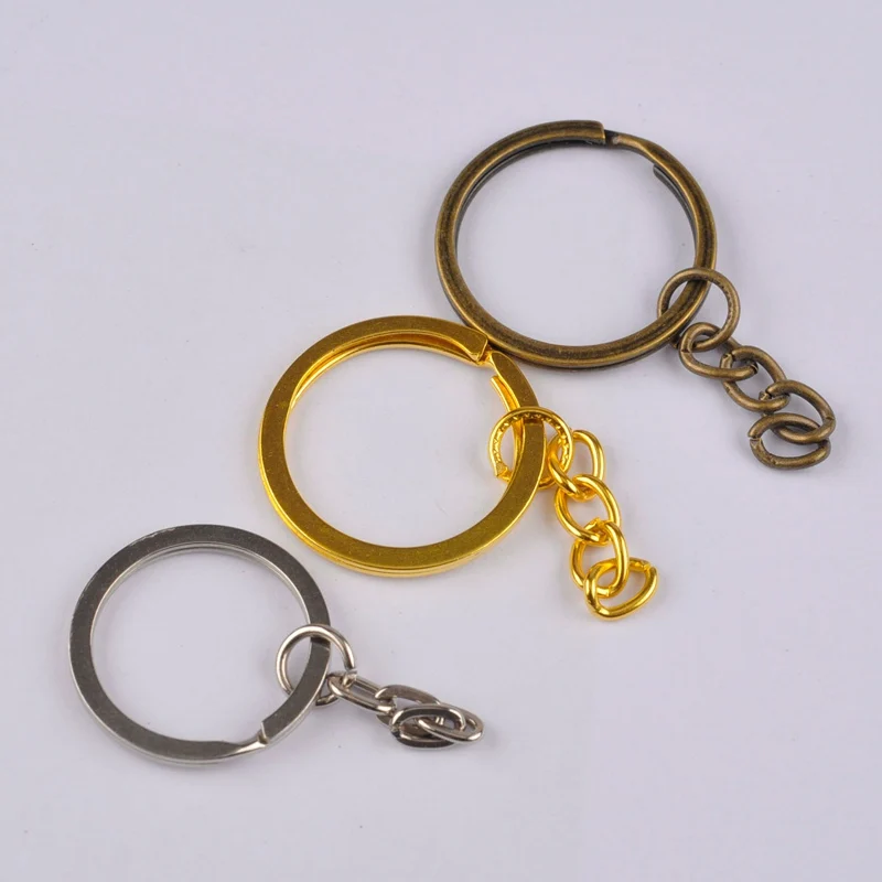

200Pcs Key Chain Key Ring keychain Bronze Rhodium Gold 28mm Round Split Keyrings Keychain Jewelry Making Wholesale