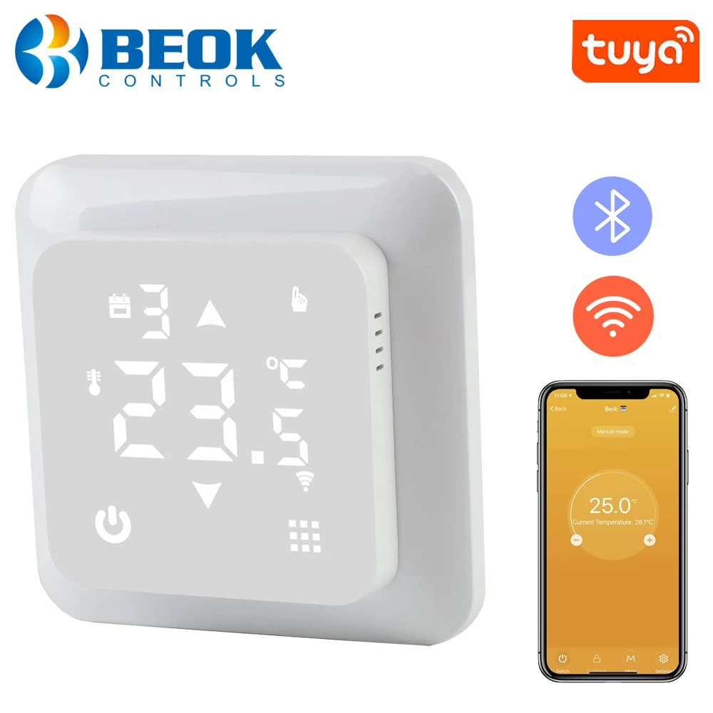 

Beok Tuya Gas Boiler Thermostat Wifi Touch Screen Digtial Room Heating Temperature Controller Works with Alexa,Google Home