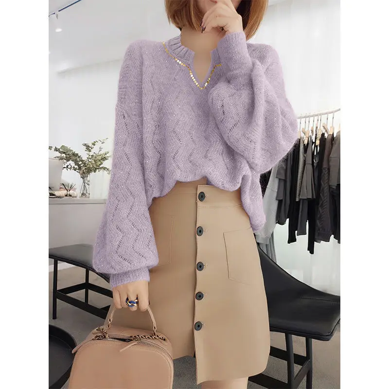 

Lazy wind bottomed sweater new spring loose Pullover