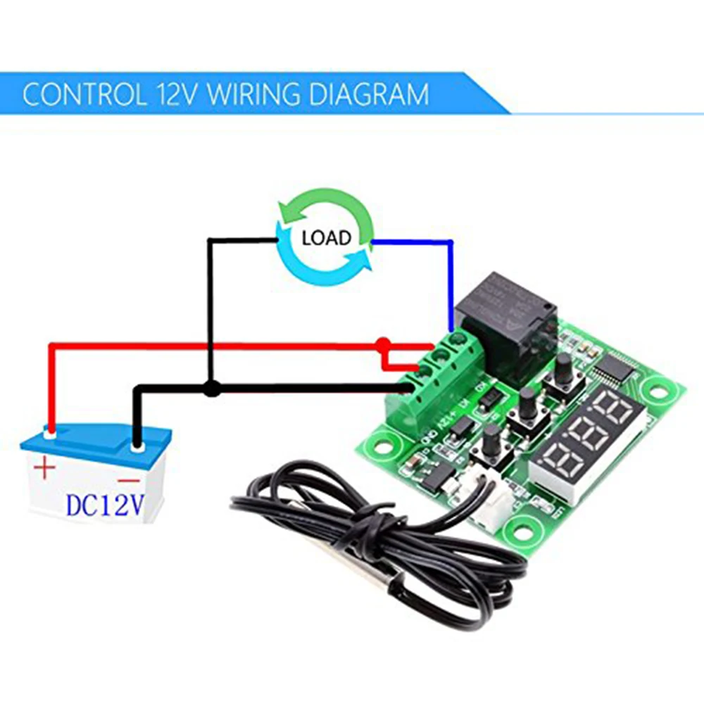 W1209 DC 12V синий светодиодный цифровой термостат для контроля температуры термометр электронный модуль управления температурой+ датчик NTC
