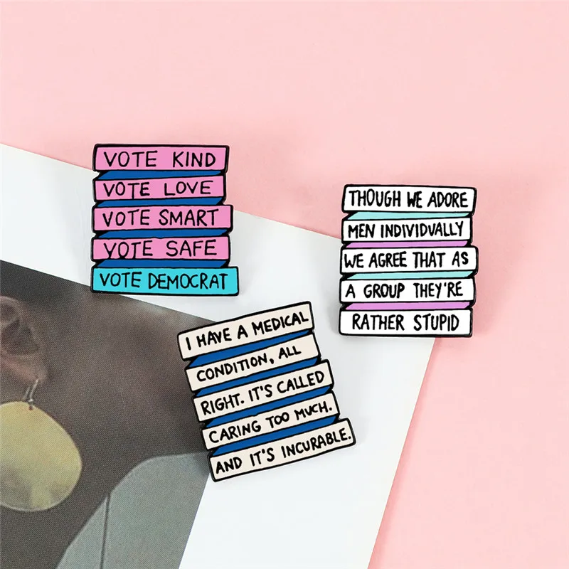 Брошь с буквами из мультфильма VOTE KIND медицинская креативная эмалированная