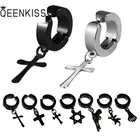 QEENKISS EG810 2021 ювелирные изделия, оптовая продажа, модные женские и мужские серьги-Клипсы из титановой нержавеющей стали в стиле панк-рок-ролл, 1 шт.