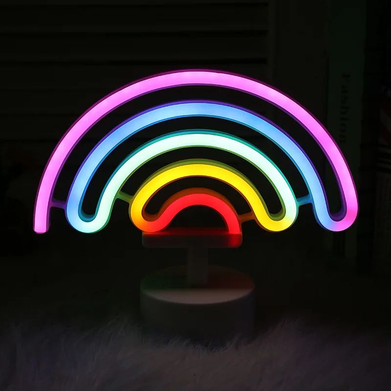Rainbow Модный Светодиодный светлая неоновая вывеска праздничные Романтические свадебные украшения детская комната Домашний декор луна сердце радуга новинка ночник - Испускаемый цвет: Rainbow