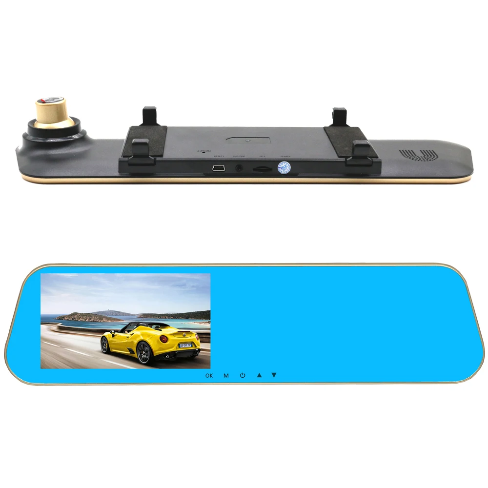 Автомобильный видеорегистратор с двумя объективами зеркало заднего вида