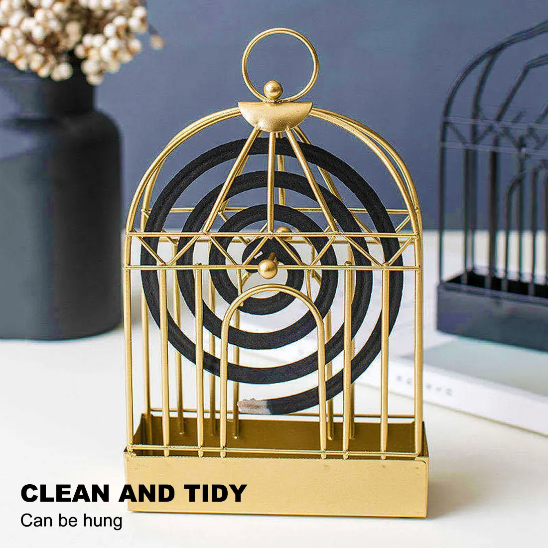 

Creative Mosquito Coil Holder Nordic Style Birdcage Shape Summer Day Iron Mosquito Repellent Incenses Rack Plate Home Decoration