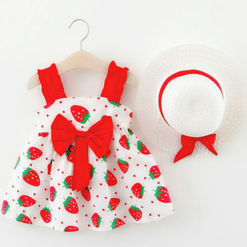 Платье для маленьких девочек Новинка 2020 года хлопковое платье с клубничным