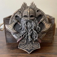 viking berserker double axe valhalla wall sculpture resin ornaments garden home wall plaque decoration drop shipping wholesale
