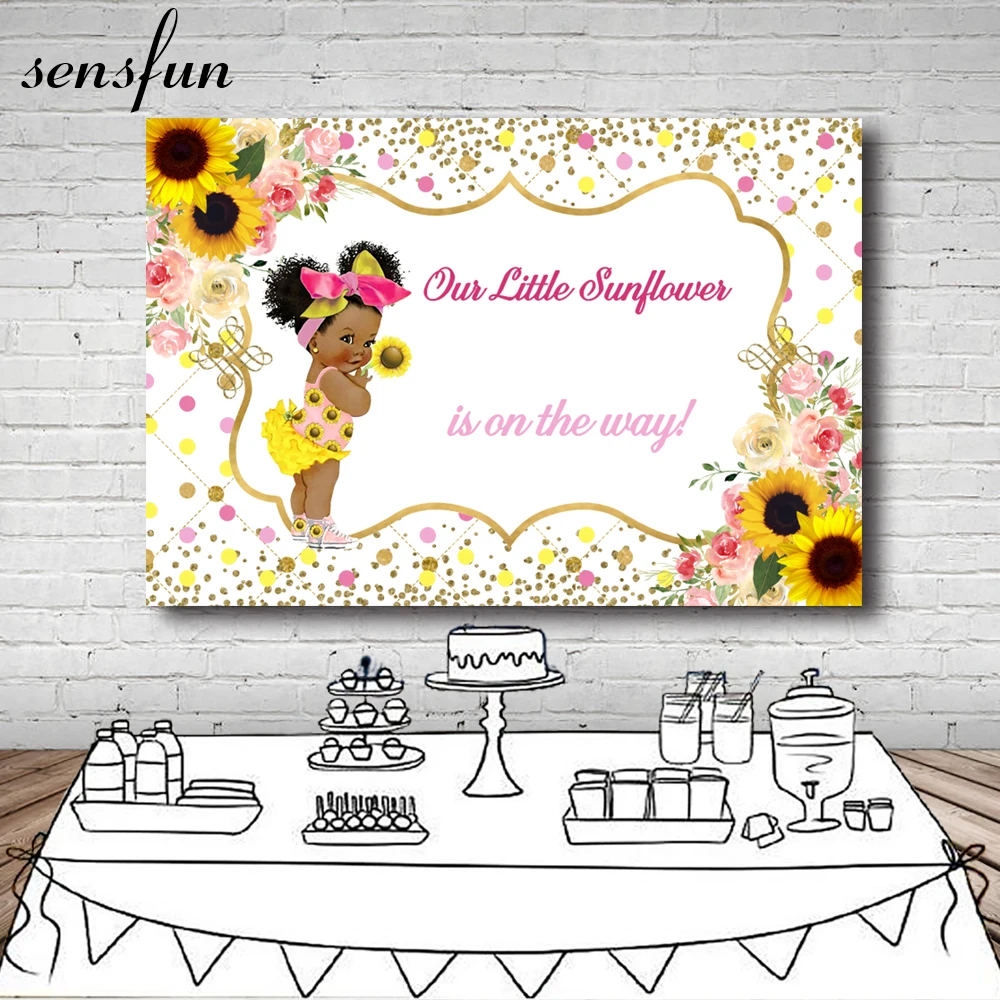 

Декорации для фотостудии Sensfun для девочек с изображением маленьких подсолнухов, золотые блестящие фоны для фотосъемки