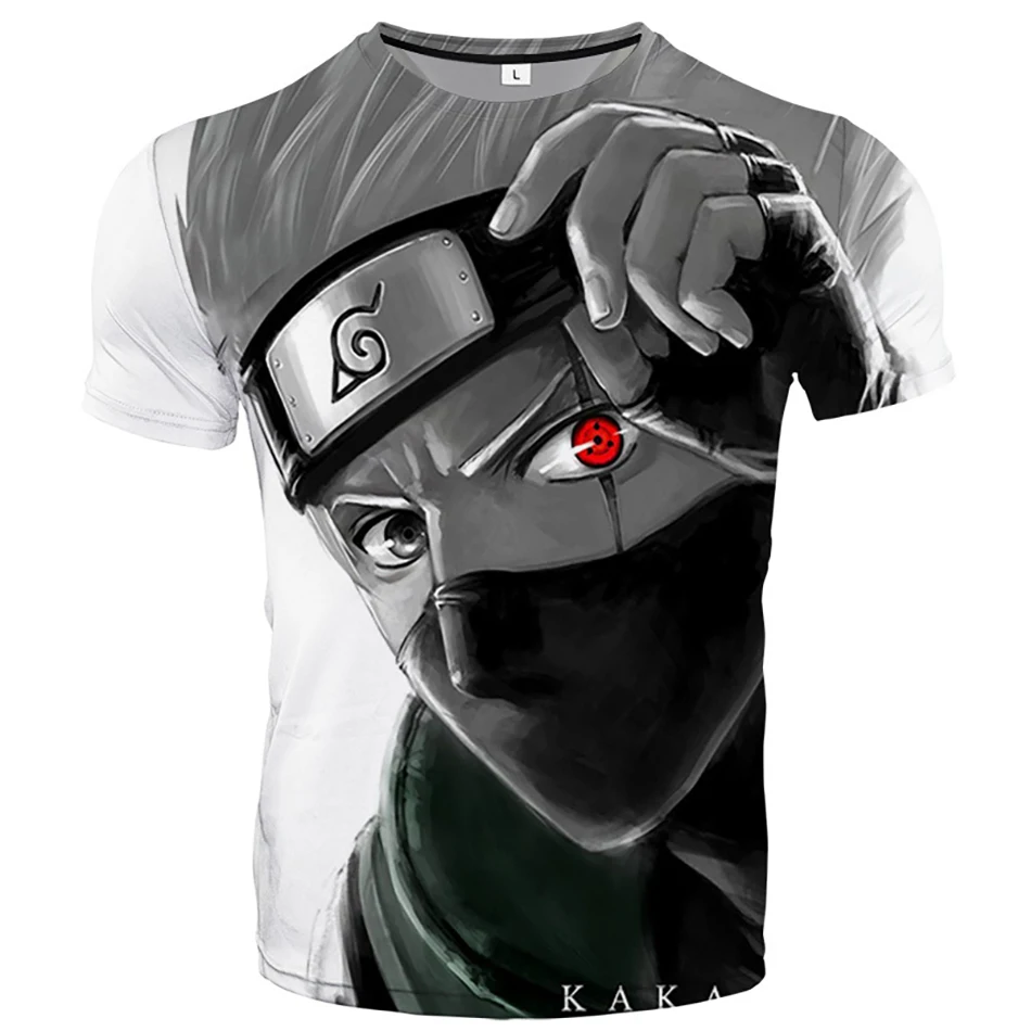 

2021 Summer New Japan Anime Kakashi 3d T Shirt Male O-Neck Cartoon Printing Short Sleeve Men / Women Cool Harajuku Clothes