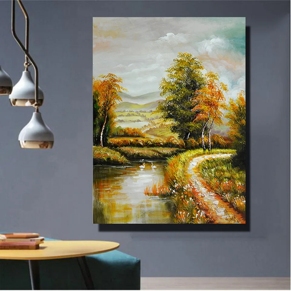 Домашний вход возле двери Лебедь олень канвас Масляные картины настенные