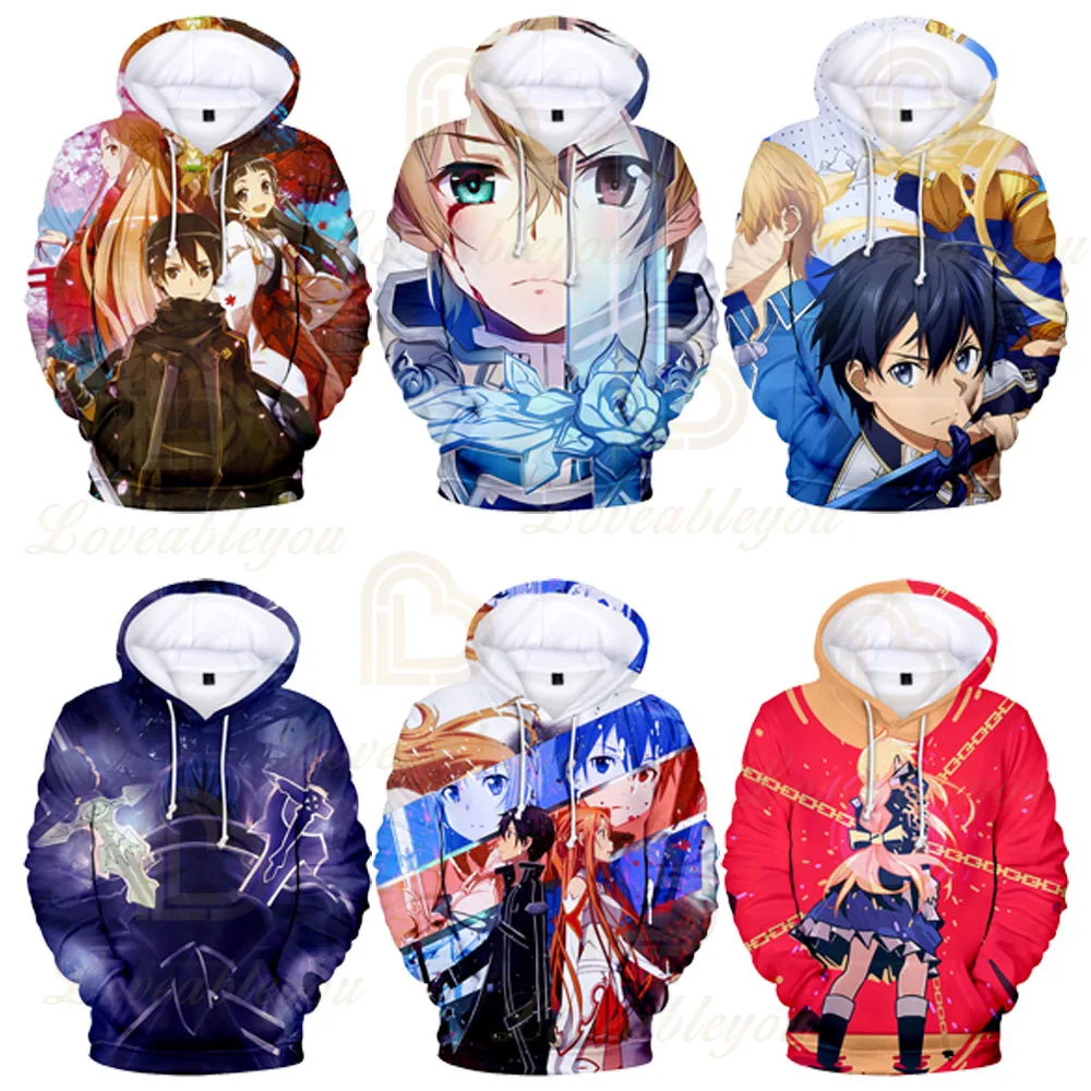 

2019 Sword Art Online Cosplay Costume Jacket Hoodies Kids Adult Clothes Tops Clothes Pullover Hooded Outwear Streetwear
