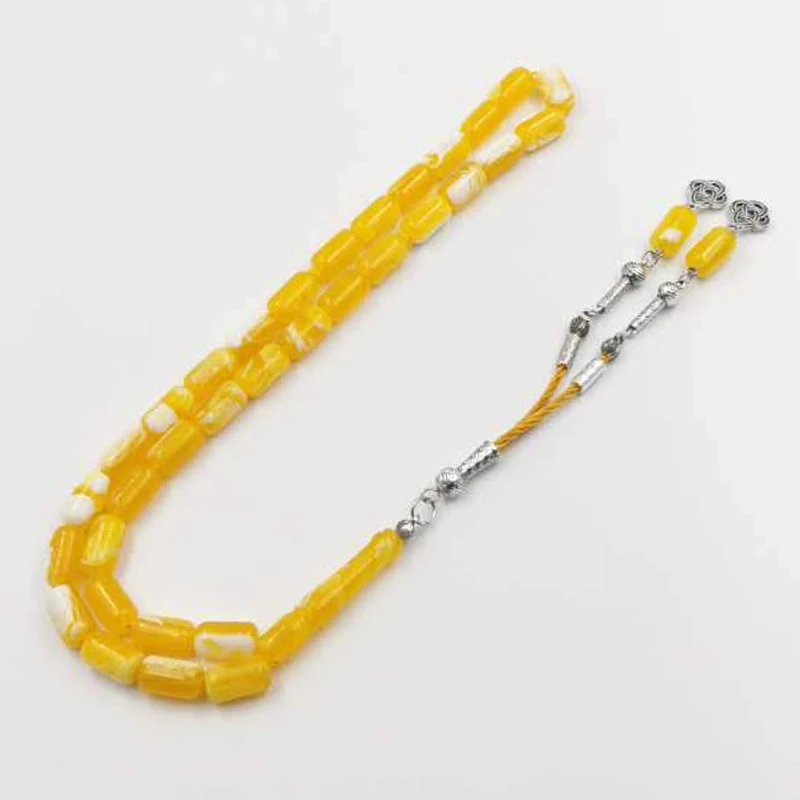 Yellow Resin Tasbih Muslim 33 prayer beads handmade Islamic bracelet gifts arabic Fashion jewelry accessories