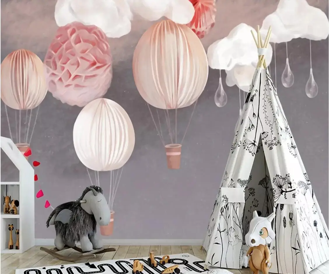 

Воздушный шар, обои, картонная роспись, Настенная картина для детской спальни, настенное искусство, домашний декор, HD холст, принты, текстури...