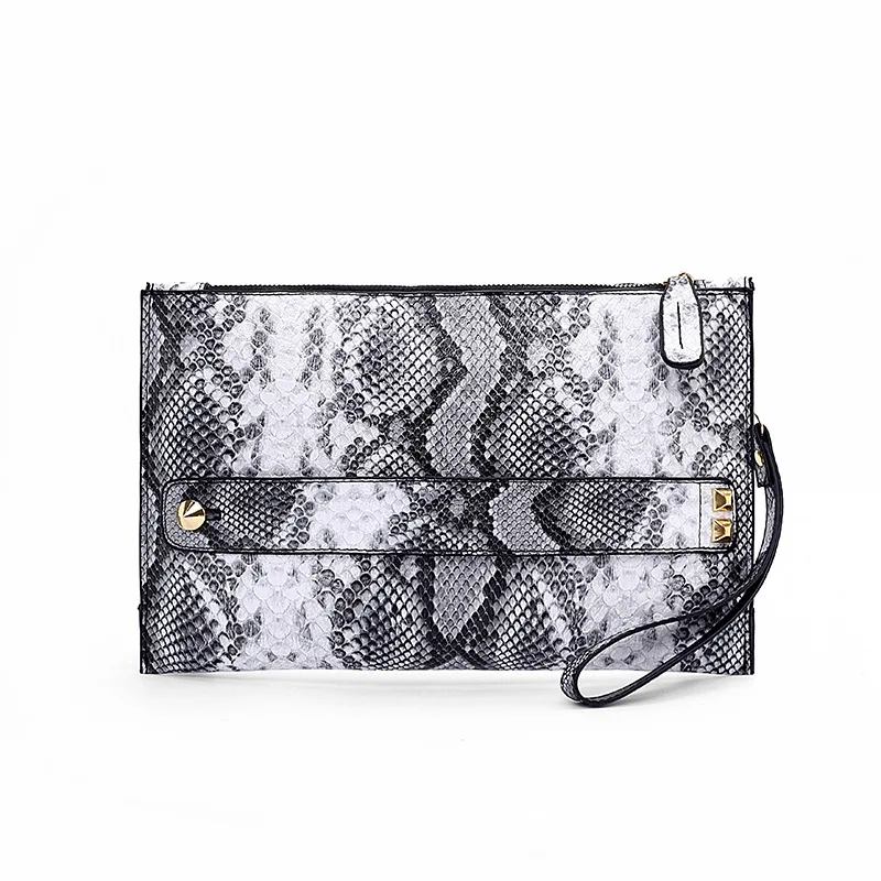 Fashion Python Laptop Bag Zipper Clutch Pouch Bag serpentine ladies Envelope Wristlet Purse Bag pu Leather Handbags black