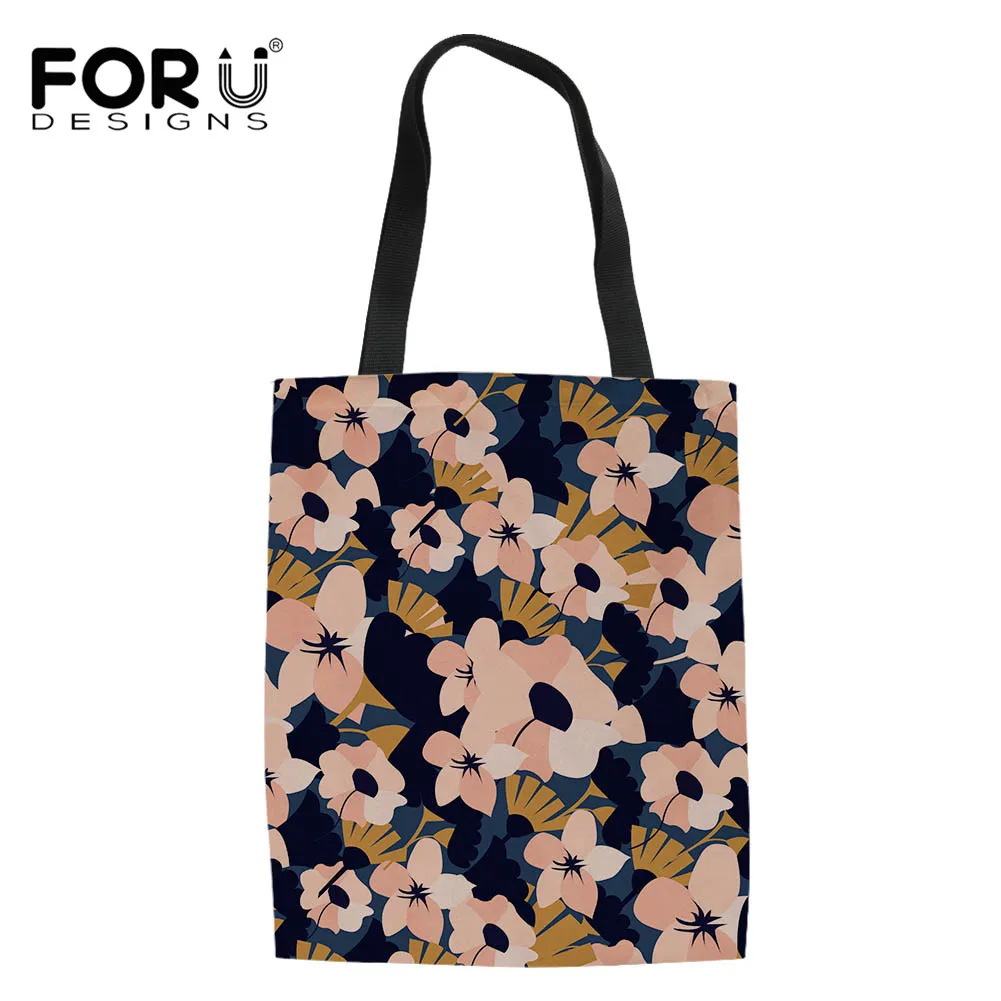 

Женская Холщовая Сумка-тоут FORUDESIGNS, модная сумка для покупок на плечо с красивым принтом макового цветка, многоразовая Экологически чистая ...