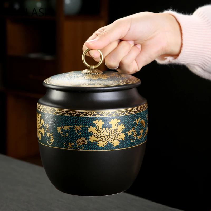 

1pc Portable Travel Tea Jar Oolong Tieguanyin Containers Household Sealed Storage Tank Chinese Hand Painted Ceramics Tea Caddy