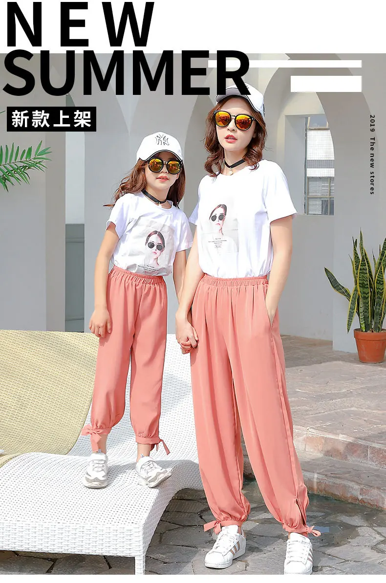 100% хлопковая семейная одинаковая рубашка + штаны комплекты одежды для девочек