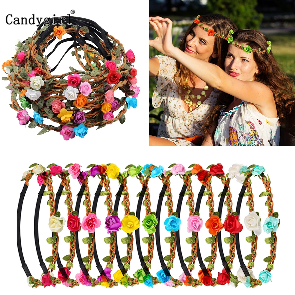 1 шт. Многоцветный Цветочный ободок с розами для женщин и девочек Модный