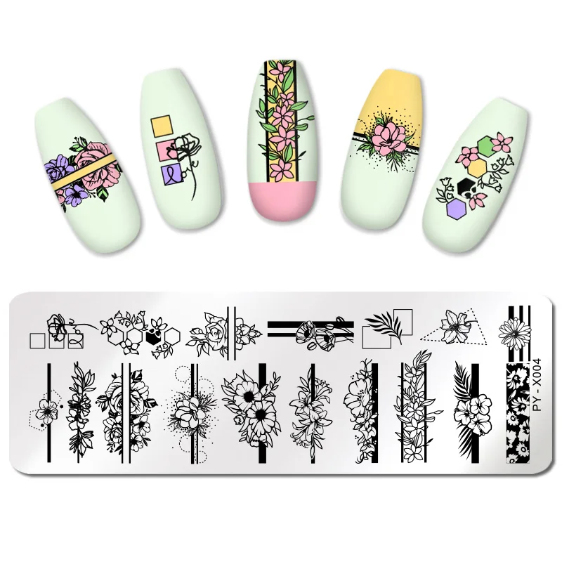 PICT YOU Nail Stamping Plate Flower Leaf Stamping Templates Stainless Steel Nail Printing Stencil Tools DIY Image Plate
