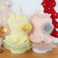 cosas para perros corsage tulle skirt for dogs clothes autumn and winter pink yellow colors girl dog clothes small dog dress