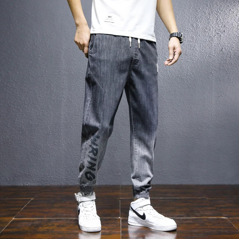 Джинсы мужские однотонные классические повседневные длинные брюки из денима