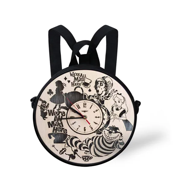 ALP1008I Thikin Alice in Wonderland, круглый рюкзак для девочек, мини-сумка-мессенджер для детей, Повседневная сумка-портмоне на молнии, дорожная сумка, сумка-портфель для девочек - Цвет: ALP1008I