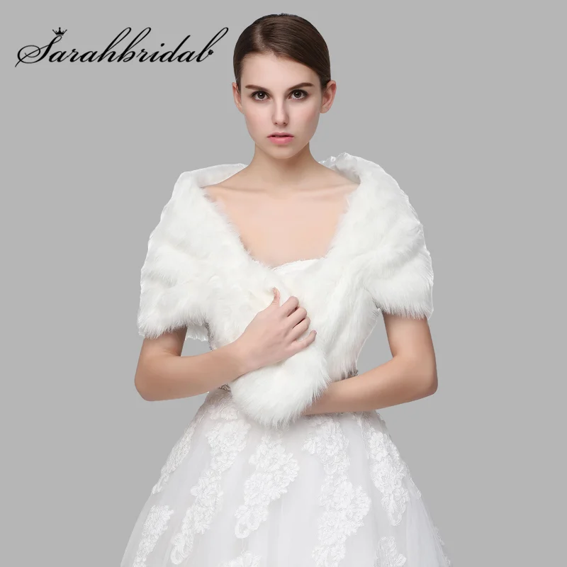 

In Stock Elegant Women Winter Fall Wedding Faux Fur Jacket For Evening Party Bolero Wrap Bridal Coats Holiday Casual Shurg 17002