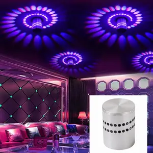 3W RGB Remote Control Spiral Hole LED Wall Light Game Room Bar Home Ceiling Lamp RGB Wall Light 5.5x7 cm