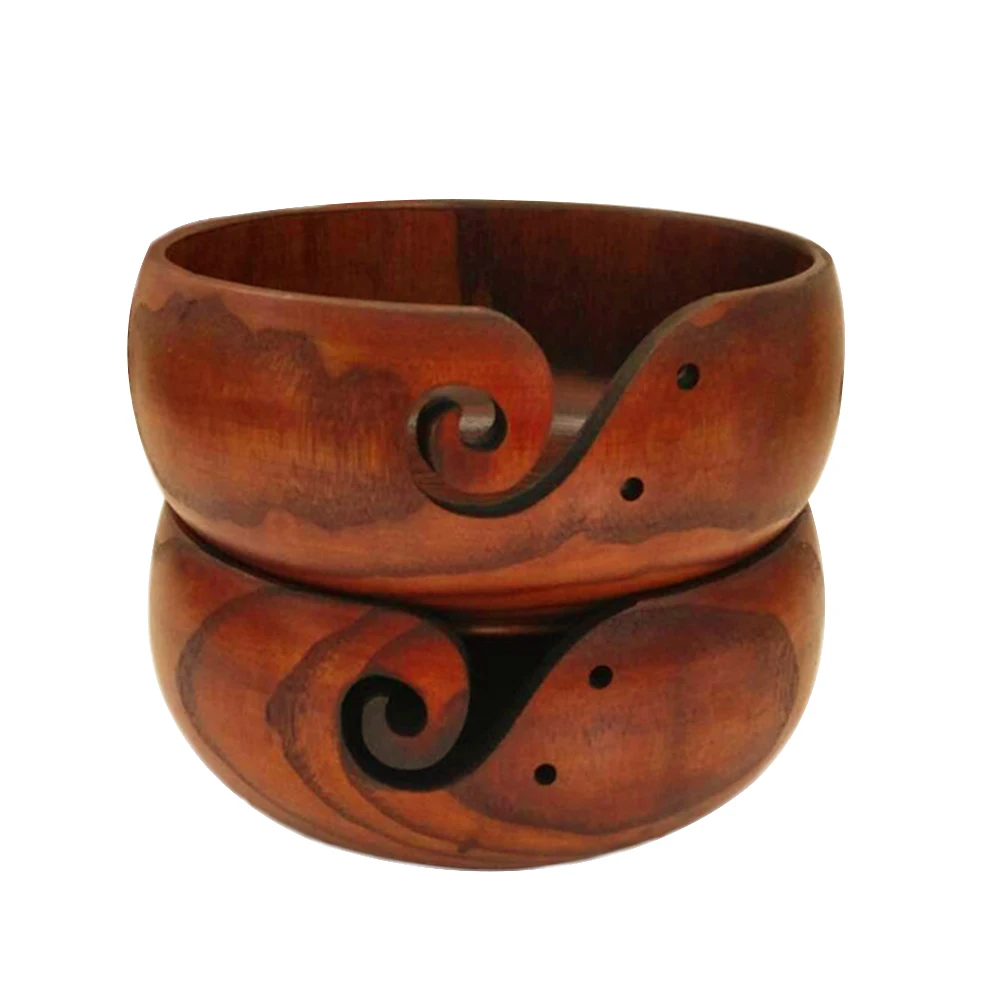 Большая Акция экологически чистая деревянная чаша для хранения пряжи органайзер