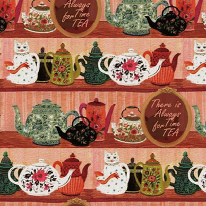 

Viaphil 100% Cotton Fabric Brand New Lucky Cat Cupboard Printed Sewing Cloth Dress Clothing Textile