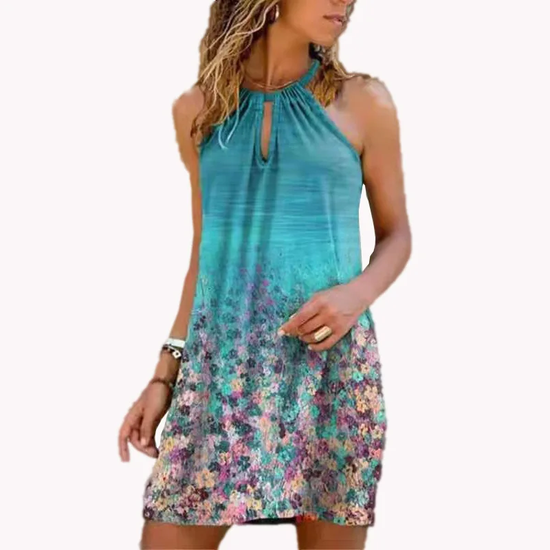 

Printed Maxi Dresses Bohemian Sexy Sleeveless Sundress Women Causal Summer Beach Dress Summer 2021 Women Clothing M