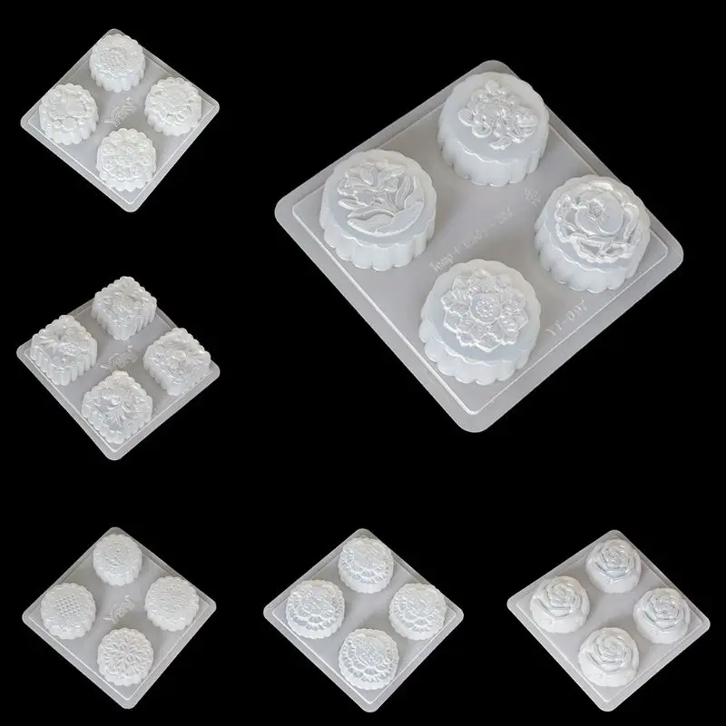 

4 Cavity Plastic Fondant Cake Mooncake Mold Chocolate Muffin Cupcake Mould Tool