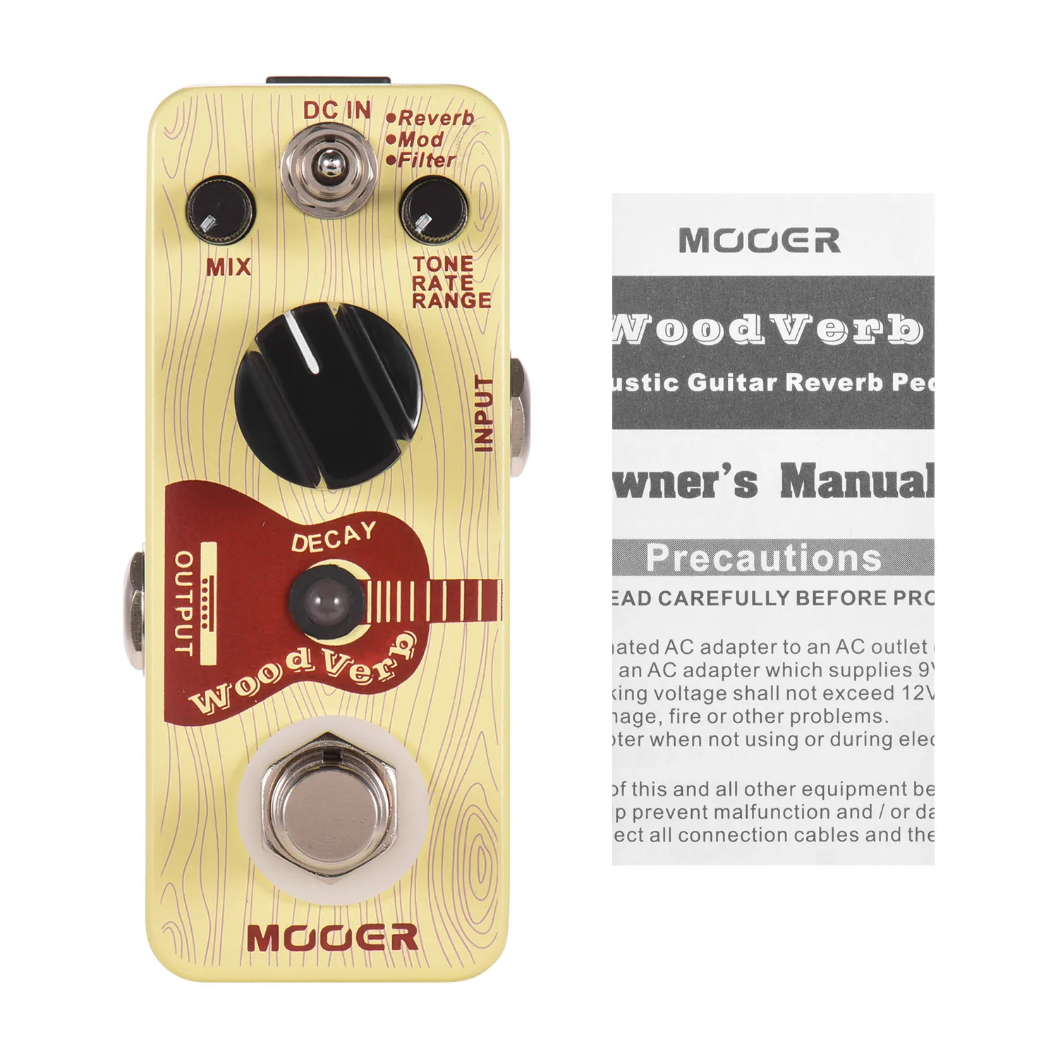

Mooer WoodVerb Acoustic Guitar Reverb Pedal Digital Reverb Pedal Reverb/Mod/Filter Modes True Bypass Micro Series Compact Pedal
