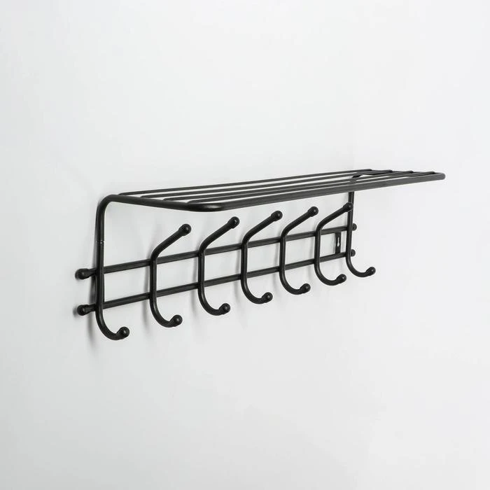 Настенный вешалка с полкой Comfort черный для дома Вешалки для одежды Органайзер для хранения предметов Шкаф для одежды Вешалки для пальто Мебель для гостиной.