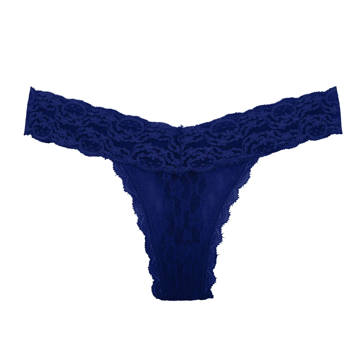 Трусики-стринги женские бесшовные кружевные цвет темно-синий 3 шт. | Женская