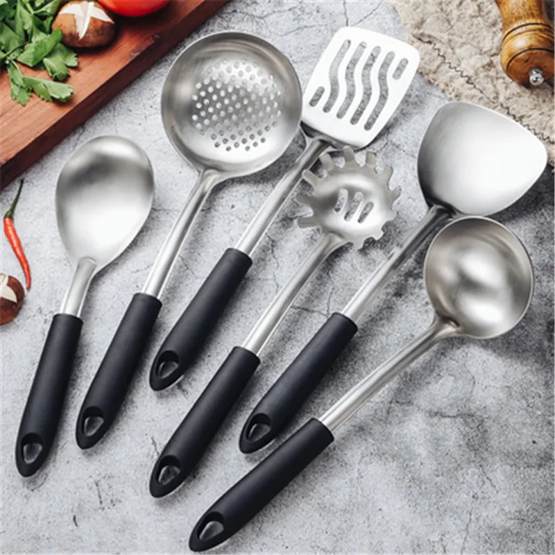 

4/6PCS Stainless Steel Cookware Set Kitchen Shovel Turner Soup Spoon Pasta Server Strainer Cooking Tools Utensils Kitchenware