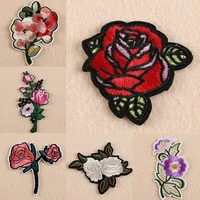1pc rose flowers embroidered iron on patches for clothing diy clothes patches clothes sticker flowers applique hot sale popular
