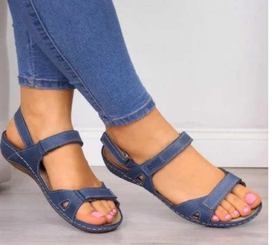 

2020 Summer Sandals Women Flat Ladies Comfortable Ankle Hollow Round Toe Sandals Soft Sole Shoes Sandalias Mujer 2019