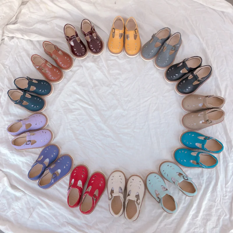 Весна 2020 под заказ британская кожаная ретро Обувь с отверстиями для мальчиков и